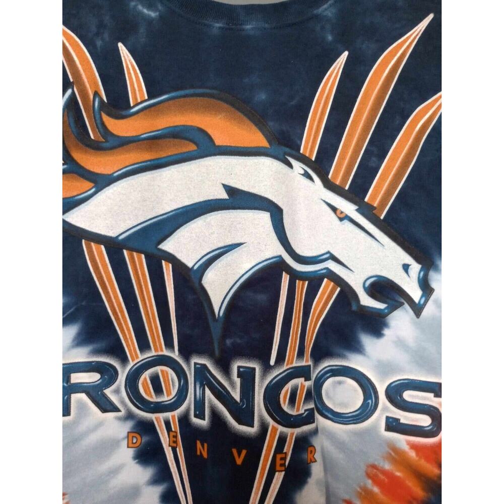VTG Denver Broncos Majestic NFL Tie Dye T-Shirt Mens Size Large Short Sleeve - Picture 4 of 6